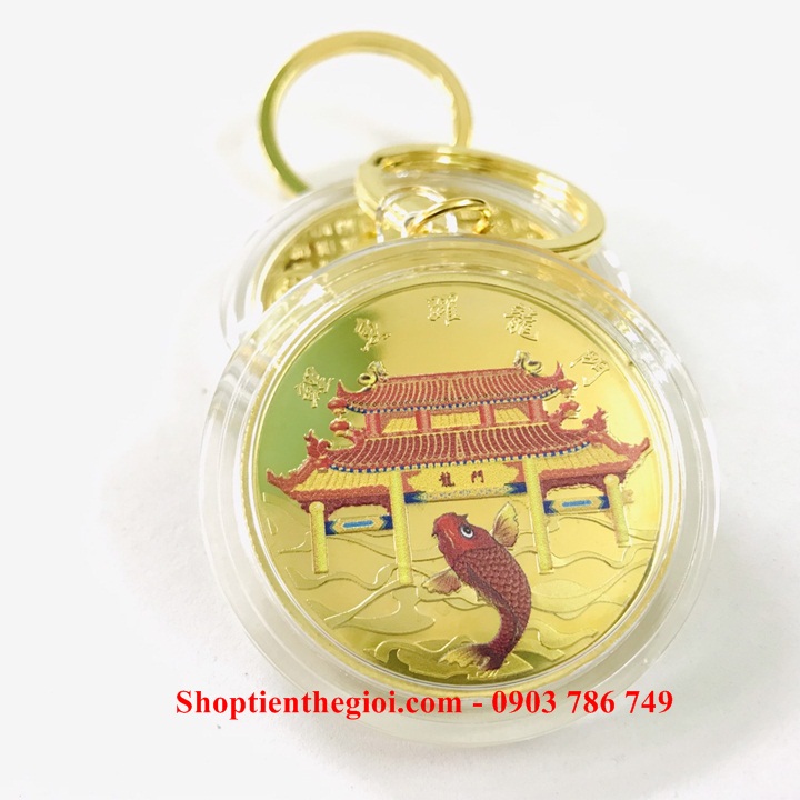 Móc Khóa Xu Cá Chép Vượt Vũ Môn In Màu - SP005198